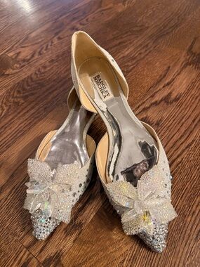 Badgley Mischka Iridescent Crystal Pointed D'Orsay Flats - Size 9